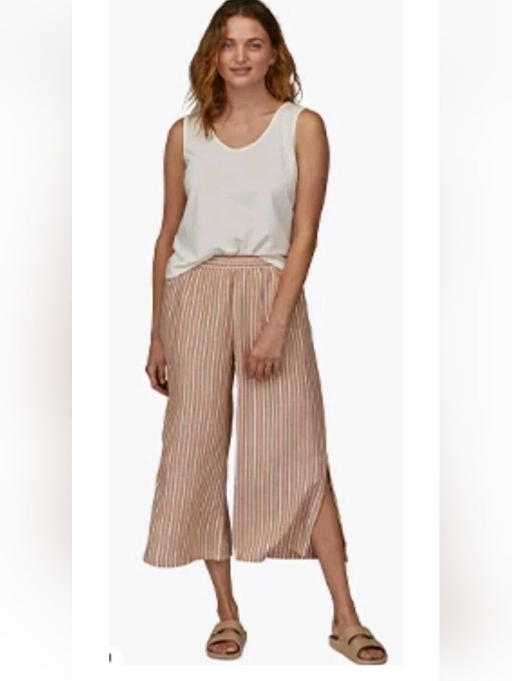 Patagonia Garden Island Casual Wide Leg Cropped Pants Hemp Stripes  Bermuda M